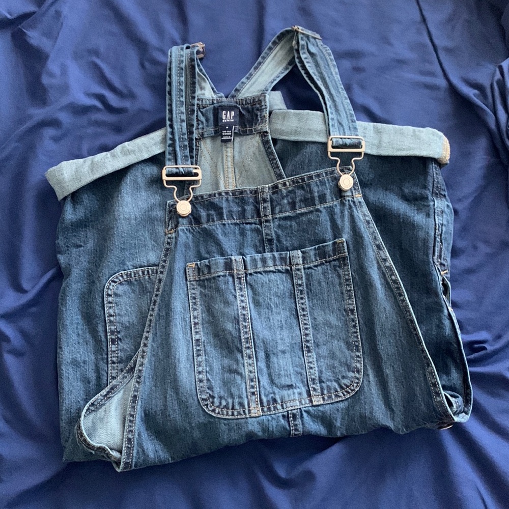 Short denim overalls